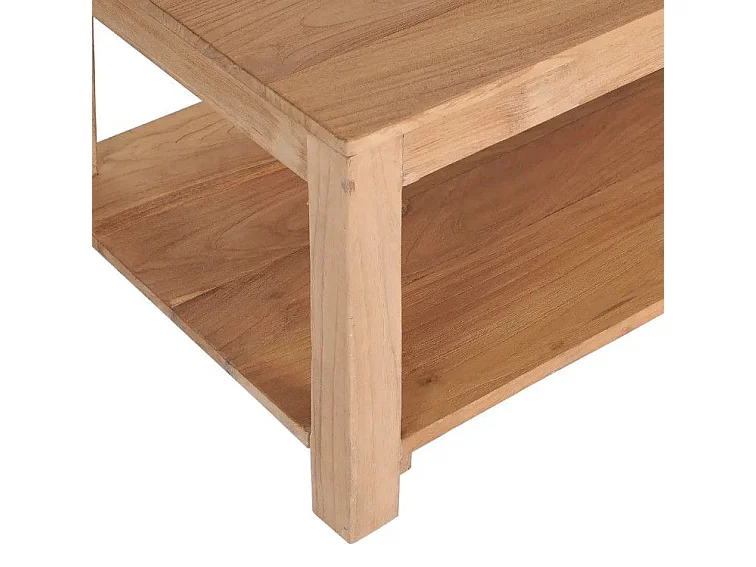 Table basse rectangulaire 2 plateaux teck massif clair Jarko