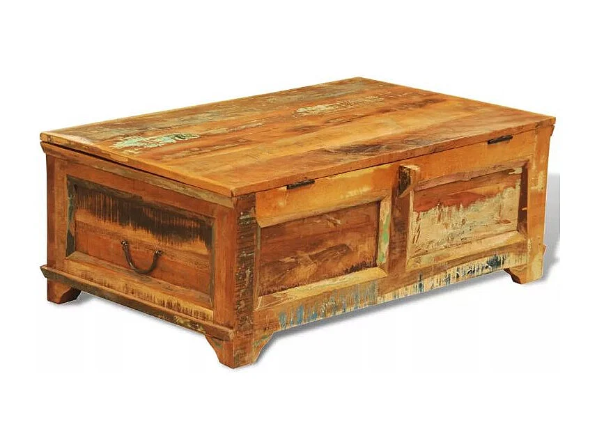 Table basse rectangulaire bois massif foncé recyclé Moust