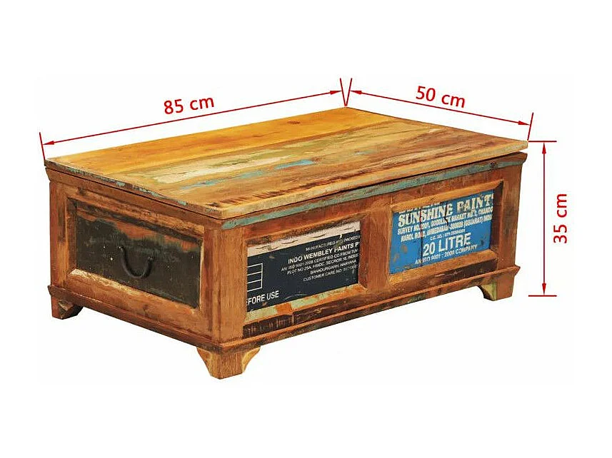 Table basse rectangulaire bois massif foncé recyclé Moust