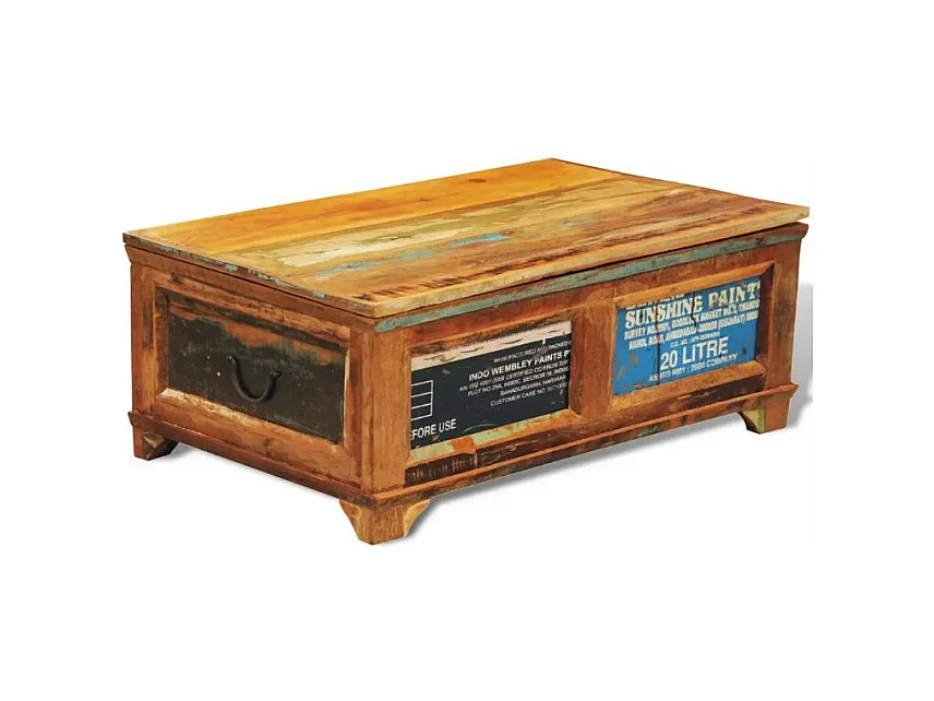 Table basse rectangulaire bois massif foncé recyclé Moust