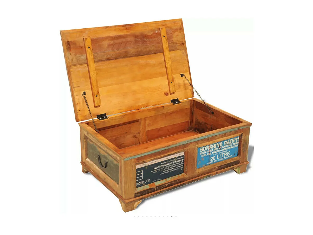 Table basse rectangulaire bois massif foncé recyclé Moust