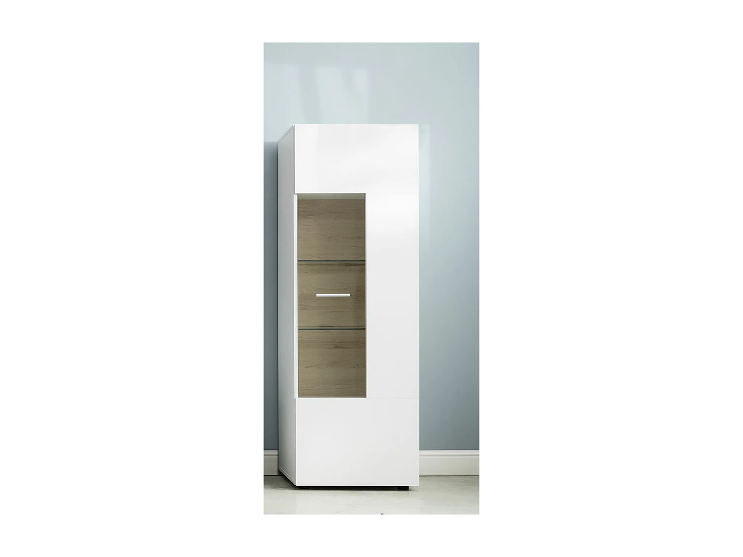 Aras vitrinekast 1 deur wit.