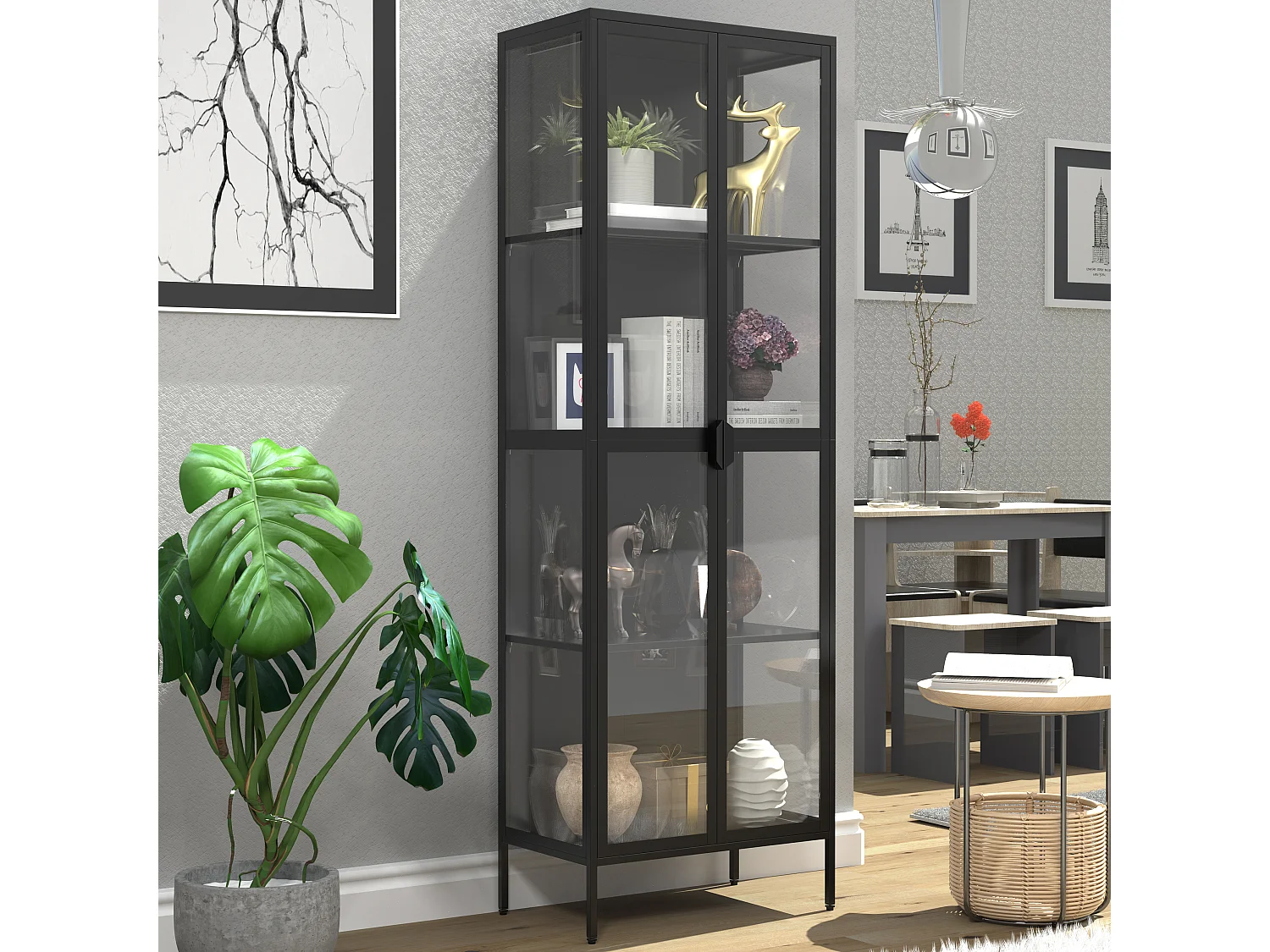 Stahl Standvitrine Vitrine Schaukasten Floka XXL