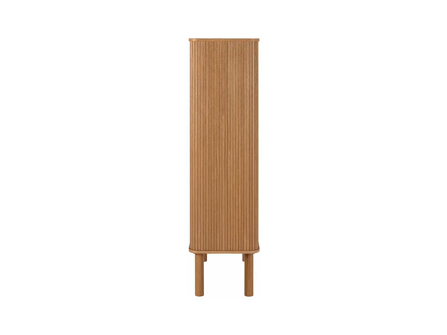 Langes vitrinekast 2 schuifdeuren eik decor.