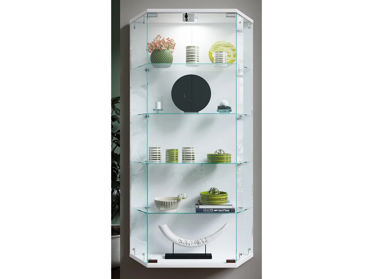 Wall display cabinet Benila White H. 114 x W. 83 x D. 17 cm