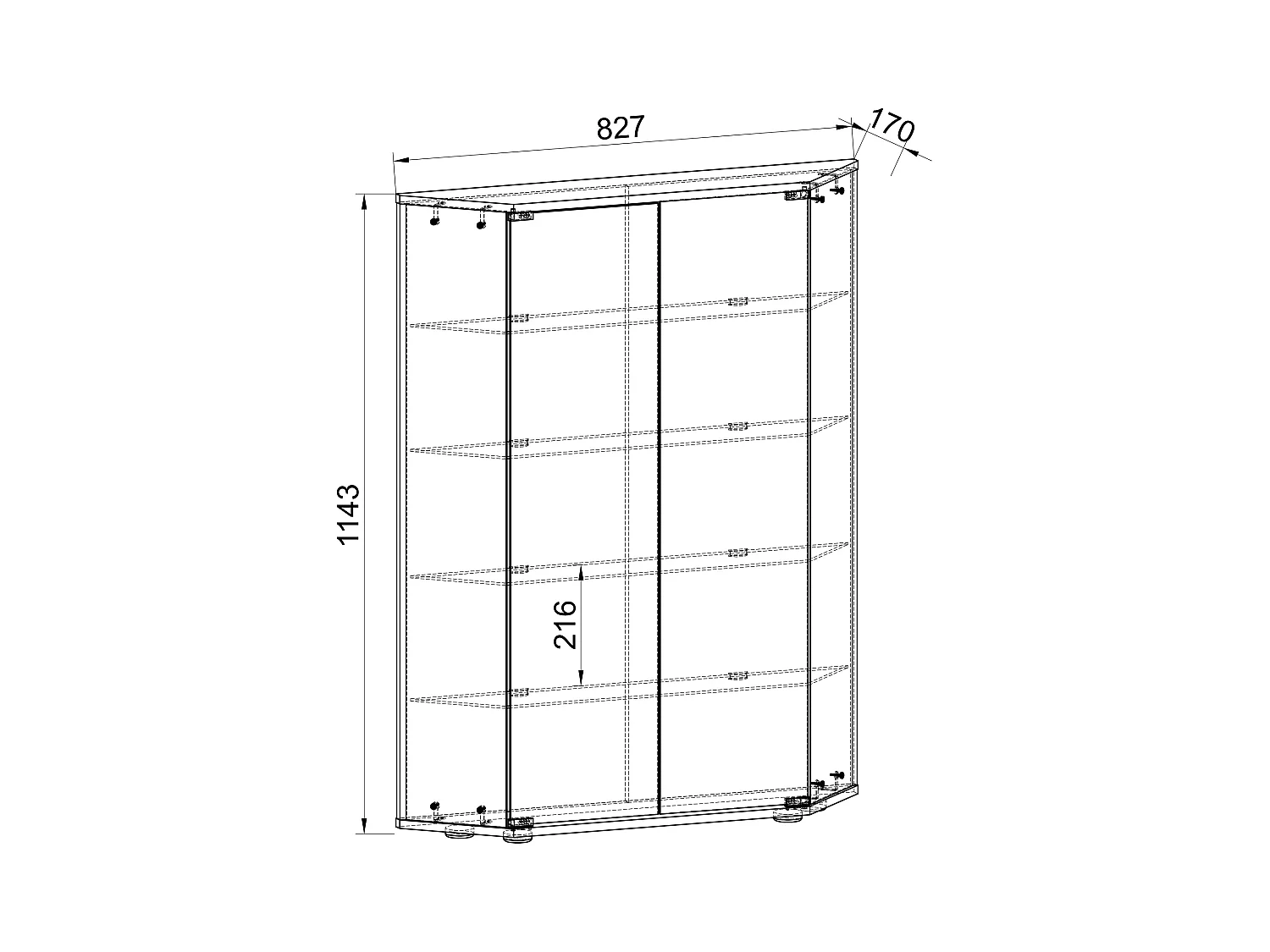 Wall display cabinet Benila White H. 114 x W. 83 x D. 17 cm