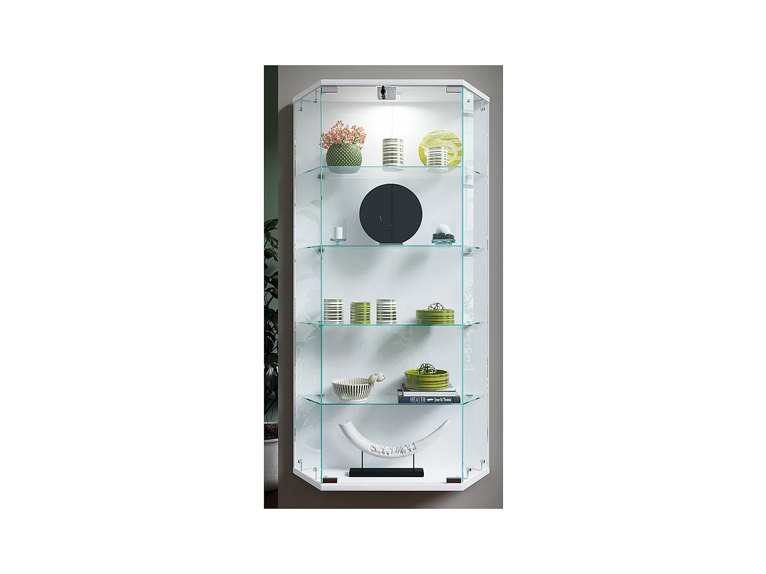 Szafka ścienna z wyświetlaczem szklanym Benila L