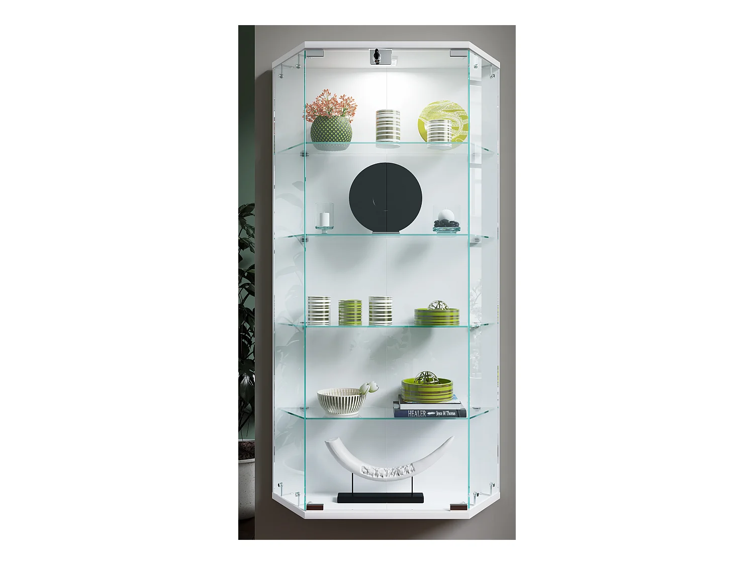 Szafka ścienna z wyświetlaczem szklanym Benila L