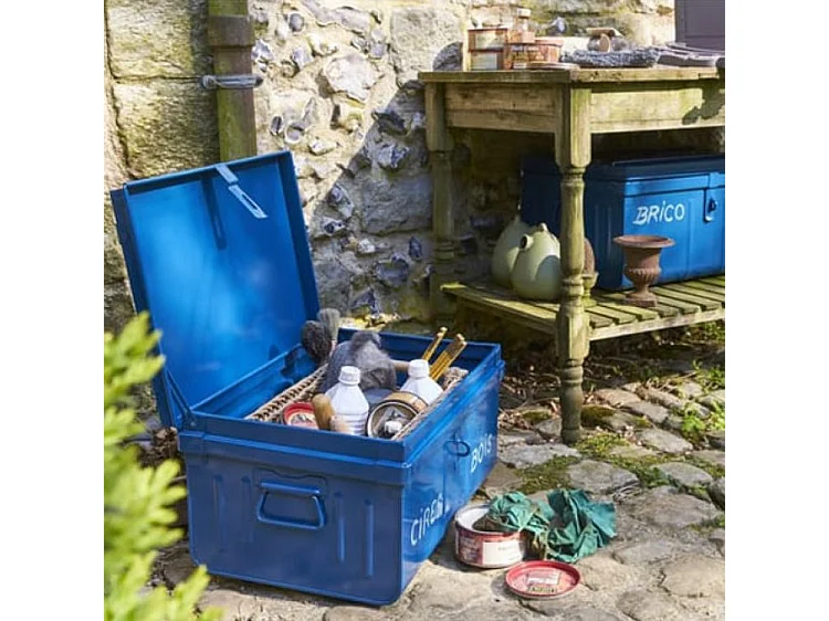 Malle de rangement métal bleu Dax L 52 x 29 x P 37cm