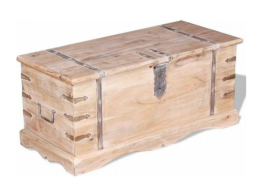 Coffre de rangement acacia massif blanc brossé Sopra