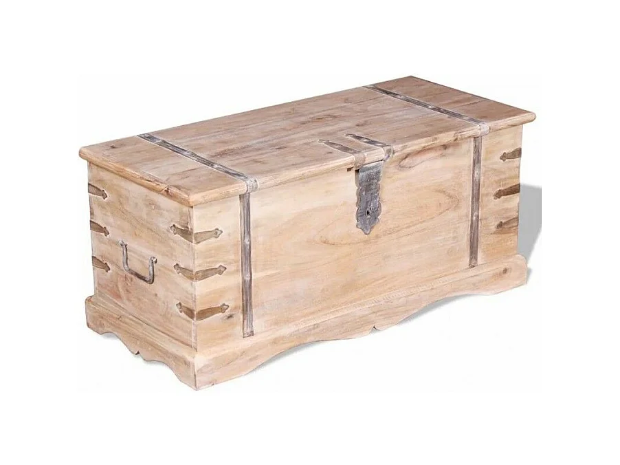 Baúl de almacenamiento de madera de acacia Marrón