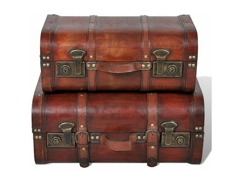 Coffre de rangement bois marron Canvas - 2 pièces