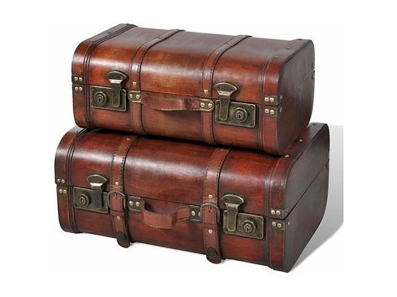 Coffre de rangement bois marron Canvas - 2 pièces