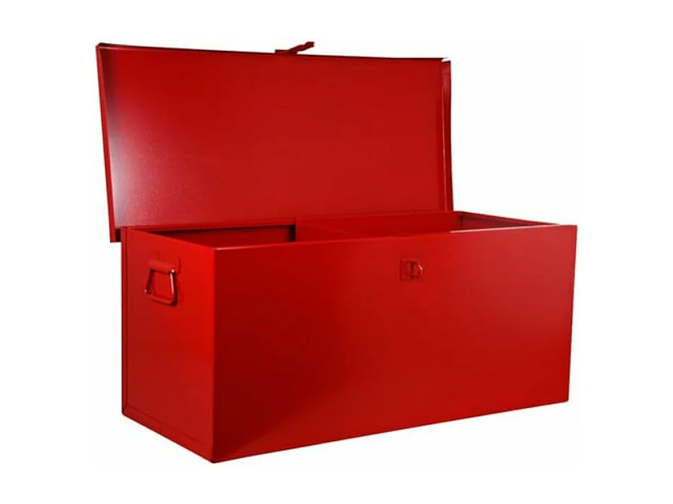 Coffre de chantier avec plateau amovible métal rouge Dax L 85 x H 40 x P 40