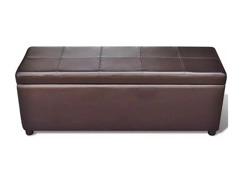 Banquette coffre capitonnée similicuir brun Mandai 118cm