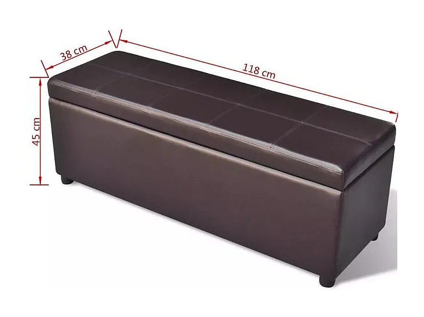 Banquette coffre capitonnée similicuir brun Mandai 118cm