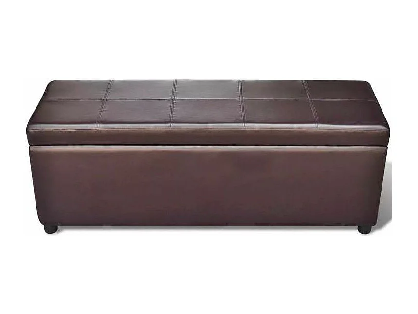 Banquette coffre capitonnée similicuir brun Mandai 118cm