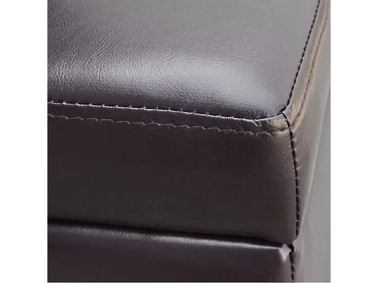 Banquette coffre capitonnée similicuir brun Mandai 118cm