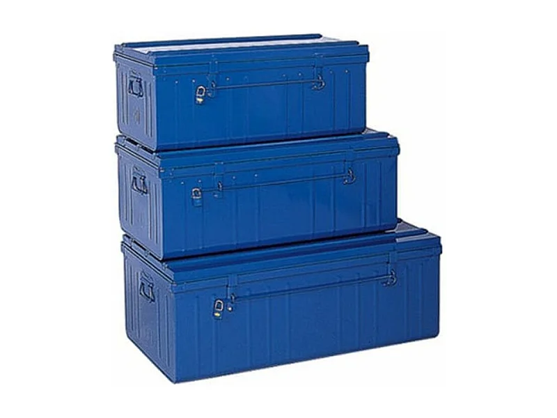 Grandes malles acier bleu Dax - Lot de 3