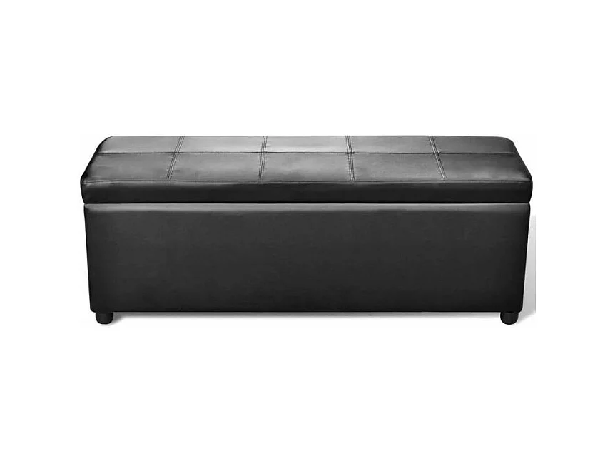 Banquette coffre capitonnée similicuir noir Mandai 118cm
