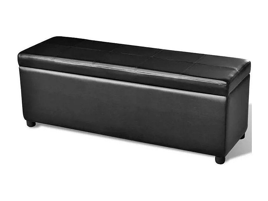 Banquette coffre capitonnée similicuir noir Mandai 118cm