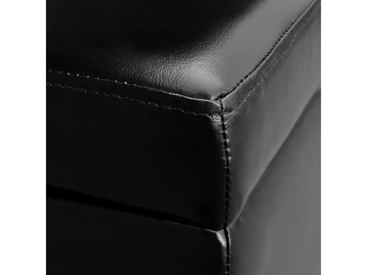 Banquette coffre capitonnée similicuir noir Mandai 118cm