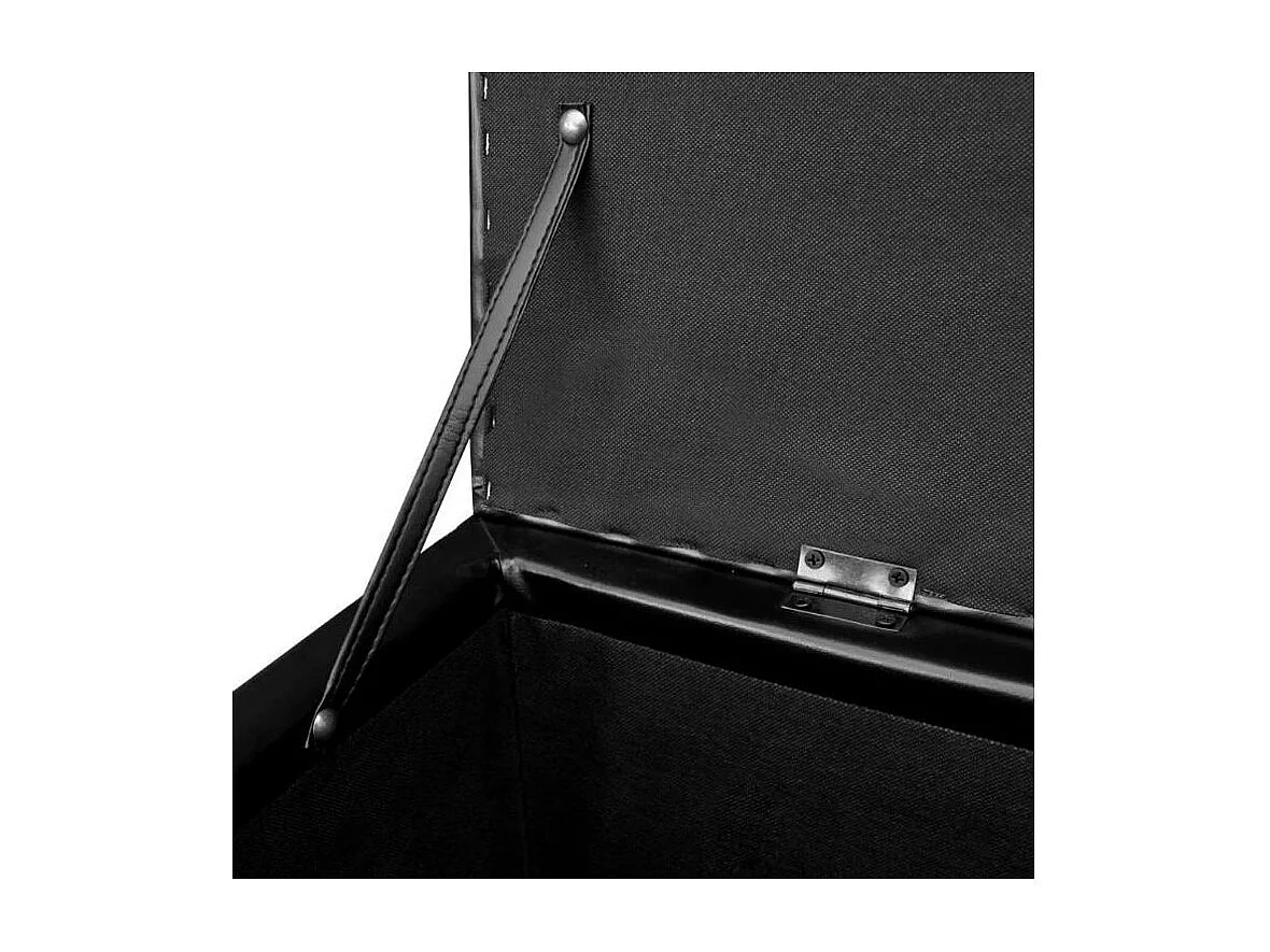 Banquette coffre capitonnée similicuir noir Mandai 118cm