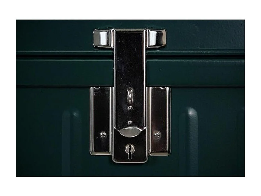 Malle métallique vert foncé avec poignée simili cuir - Lot de 2