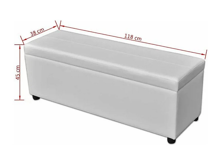 Banquette coffre capitonnée similicuir blanc Mandai 118cm