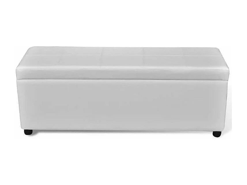 Banquette coffre capitonnée similicuir blanc Mandai 118cm