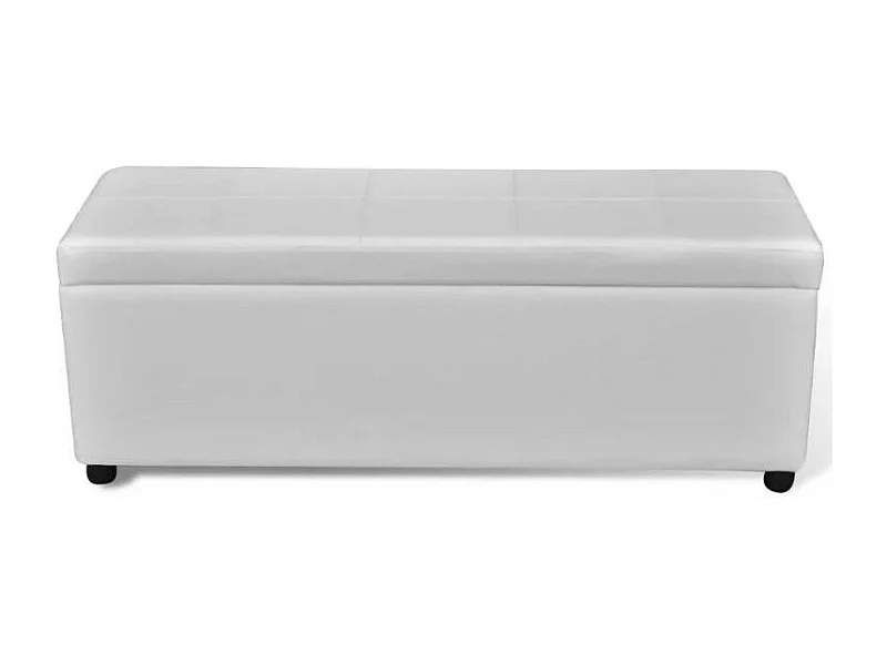 Banquette coffre capitonnée similicuir blanc Mandai 118cm