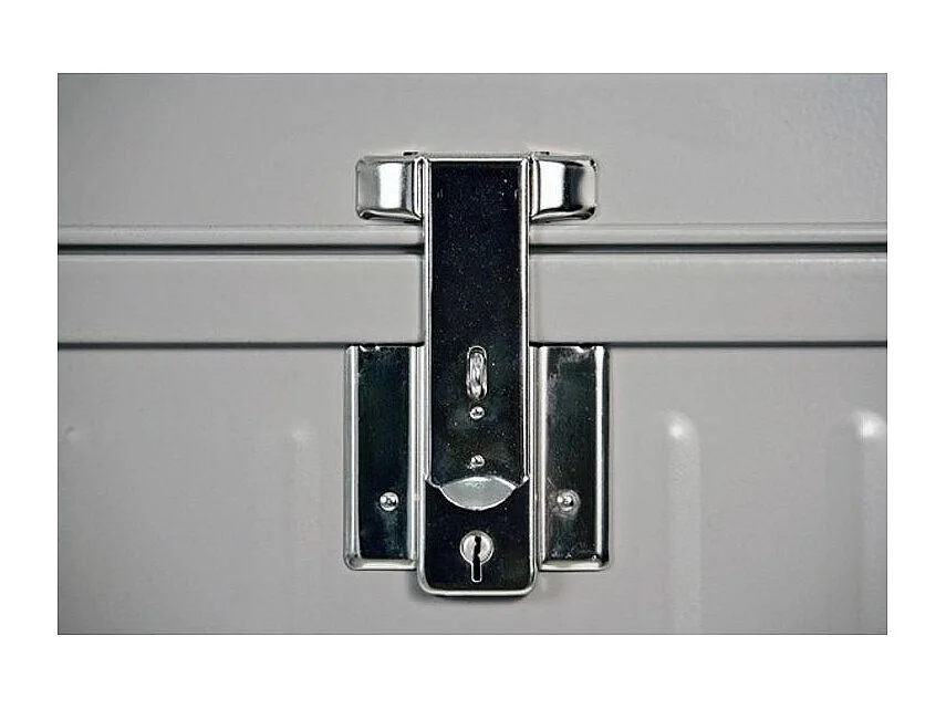 Malle métallique taupe avec poignée simili cuir L100xH46xP55