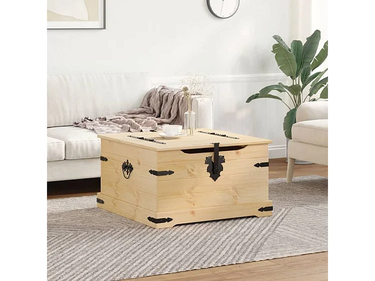 Boîte de rangement Corona 78x78x45 bois de pin massif