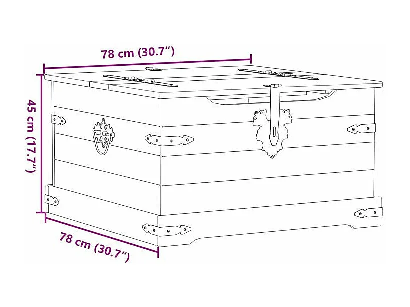 Boîte de rangement Corona 78x78x45 bois de pin massif