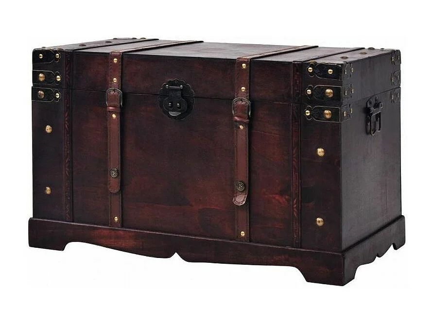 Coffre de rangement portable bois marron Canvas