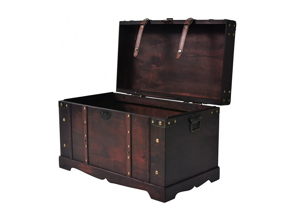 Coffre de rangement portable bois marron Canvas