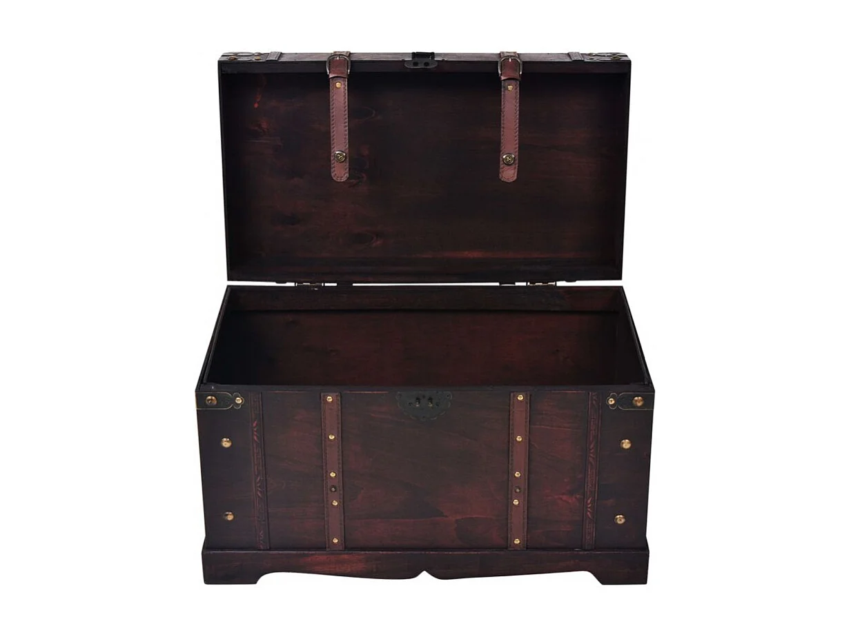 Coffre de rangement portable bois marron Canvas