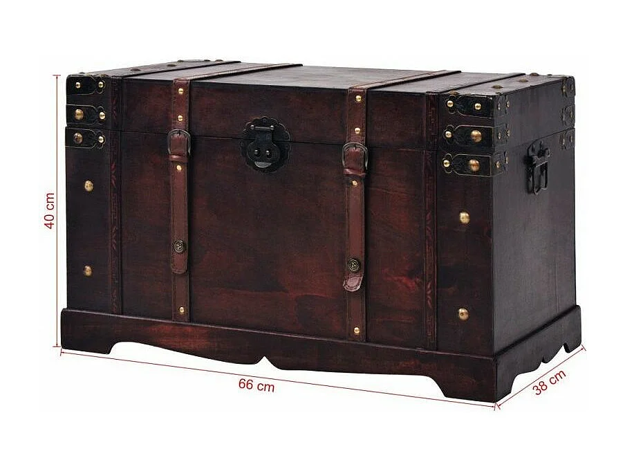 Coffre de rangement portable bois marron Canvas