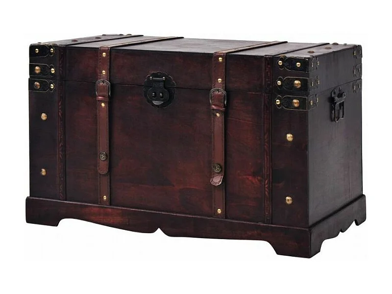 Coffre de rangement portable bois marron Canvas