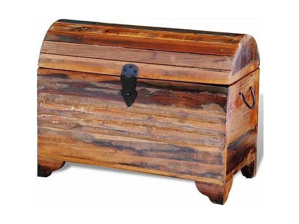 Coffre de rangement bois massif recyclé clair Stroom 2