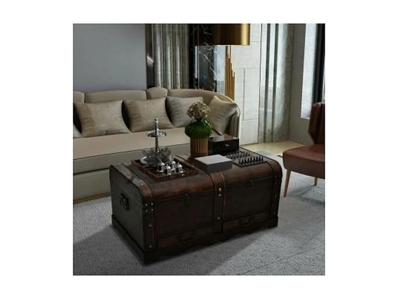 Coffre de rangement bois marron Canvas