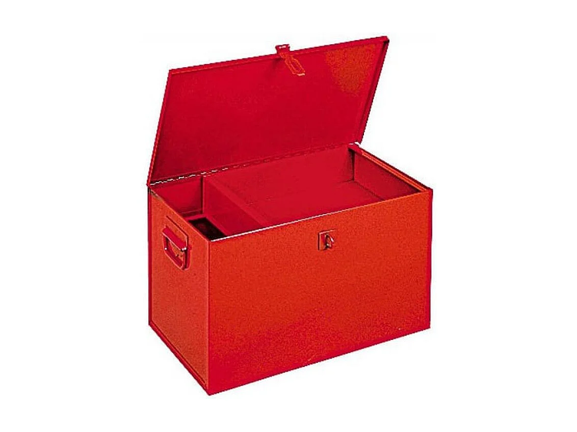 Malle de rangement avec plateau amovible métal rouge Bricodis