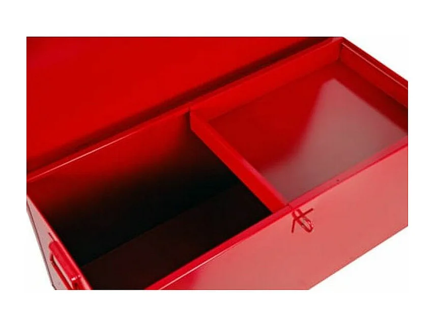 Malle de rangement avec plateau amovible métal rouge Bricodis