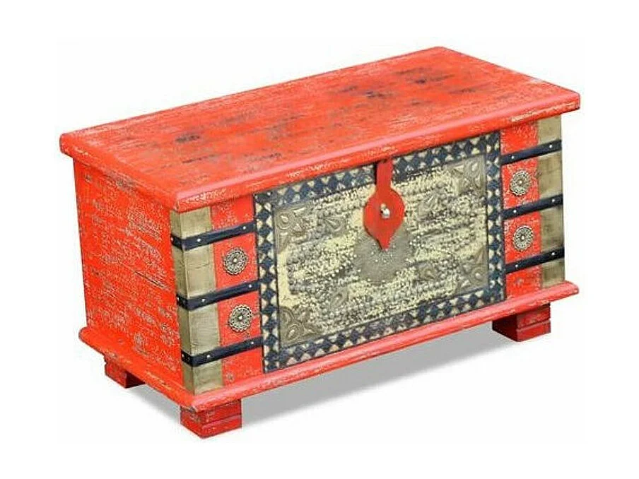 Coffre de rangement oriental manguier massif rouge Pinkie