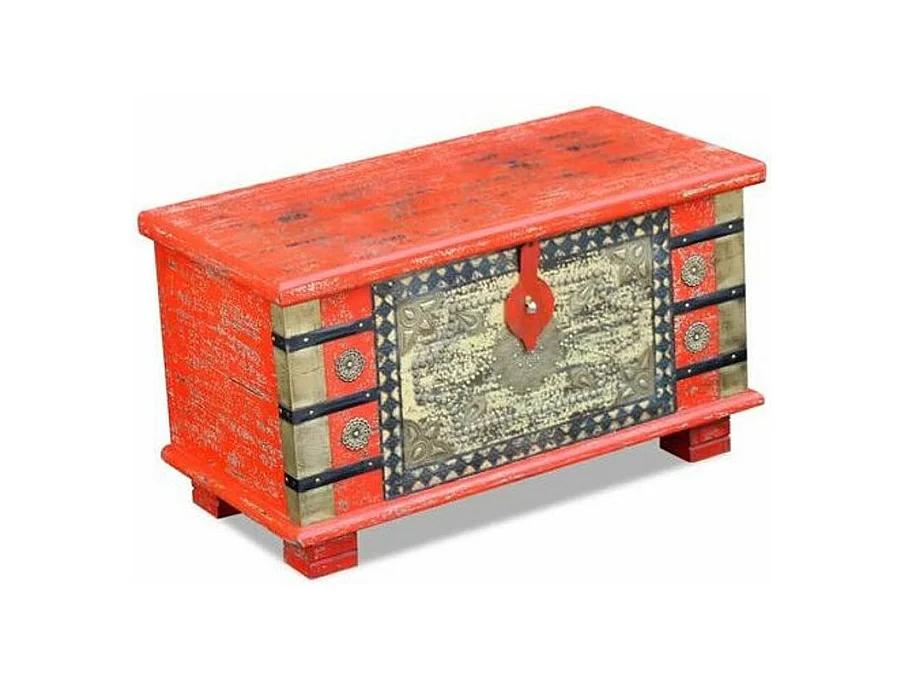 Opbergkist 80x40x45 cm mangohout rood