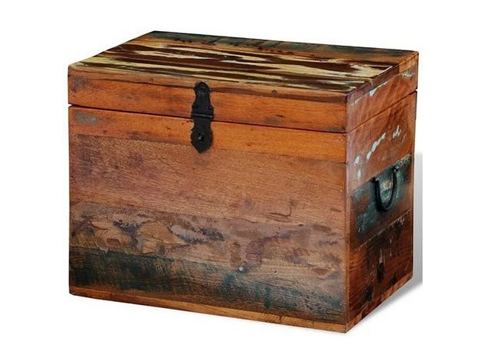 Coffre de rangement bois massif recyclé clair Stroom