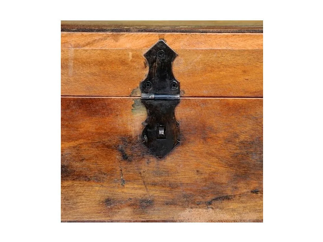 Coffre de rangement bois massif recyclé clair Stroom