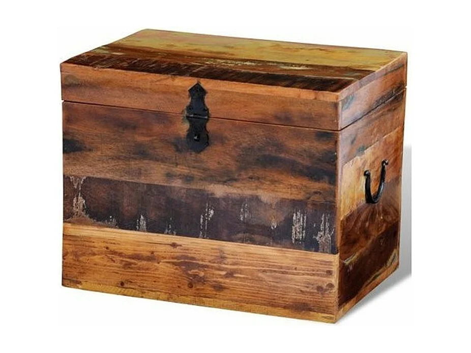 Coffre de rangement bois massif recyclé clair Stroom