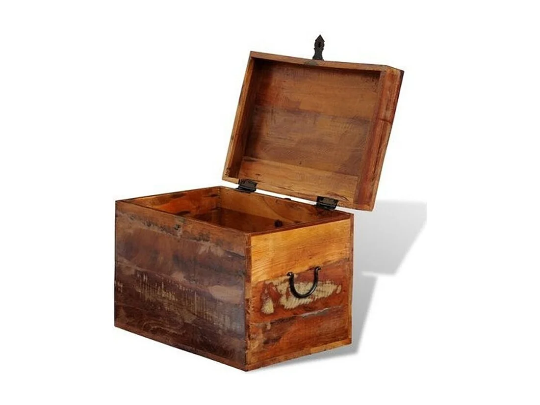 Coffre de rangement bois massif recyclé clair Stroom