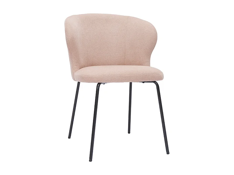 Sedia design in tessuto effetto velluto rosa cipria e metallo nero YDA